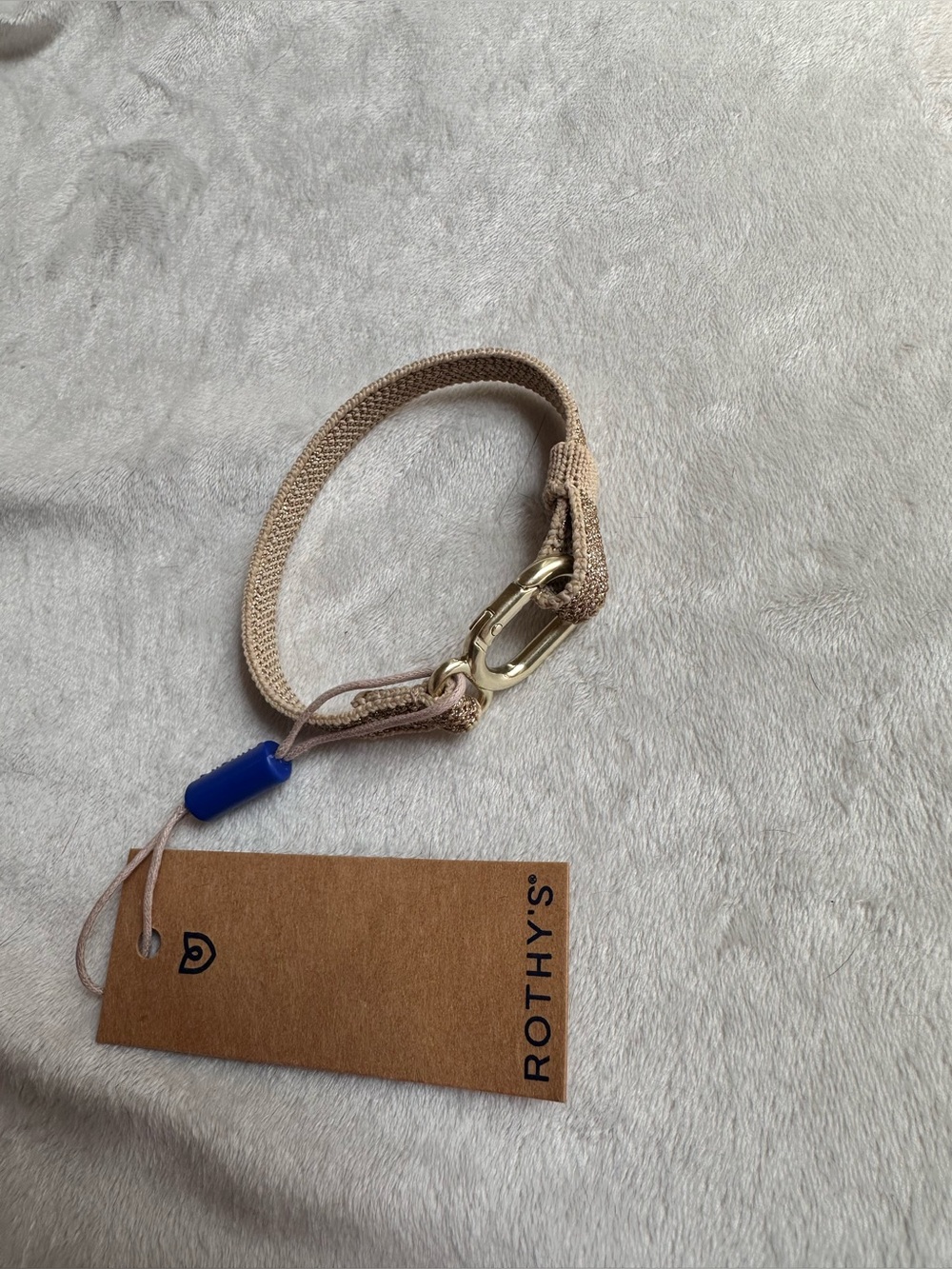 Rothy's Beige Elastic Bracelet with Gold Hardware